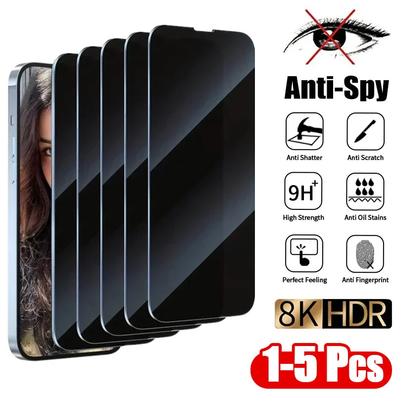 1-5Pcs Anti-spy Tempered Glass for iPhone 16 15 14 13 12 11 Pro Max Full Cover Privacy Screen Protector