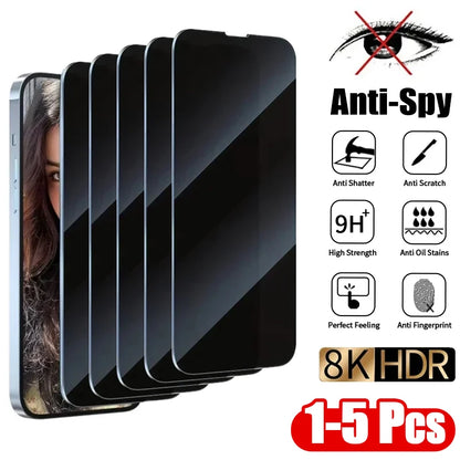 1-5Pcs Anti-spy Tempered Glass for iPhone 16 15 14 13 12 11 Pro Max Full Cover Privacy Screen Protector