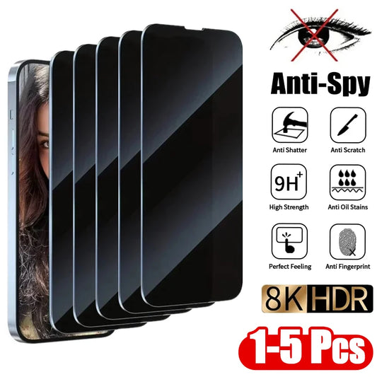 1-5Pcs Anti-spy Tempered Glass for iPhone 16 15 14 13 12 11 Pro Max Full Cover Privacy Screen Protector